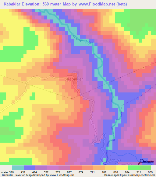 Kabaklar,Turkey Elevation Map