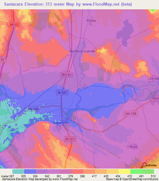 Santacara,Spain Elevation Map