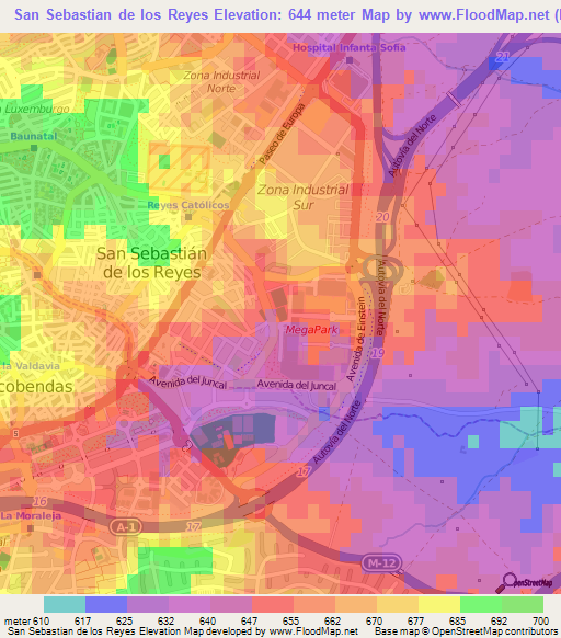 San Sebastian de los Reyes,Spain Elevation Map