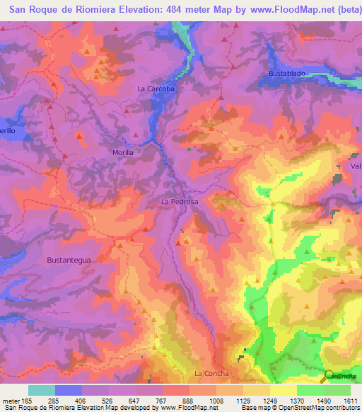 San Roque de Riomiera,Spain Elevation Map