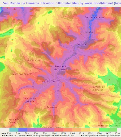 San Roman de Cameros,Spain Elevation Map