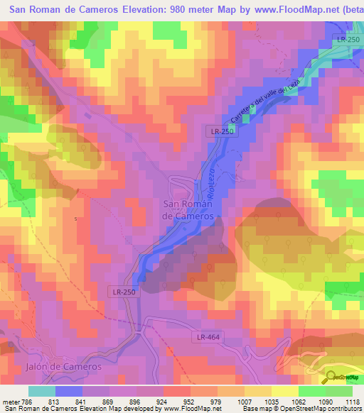 San Roman de Cameros,Spain Elevation Map