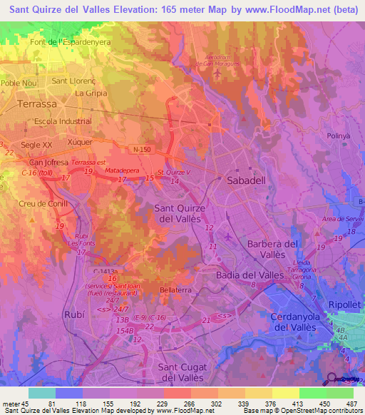 Sant Quirze del Valles,Spain Elevation Map