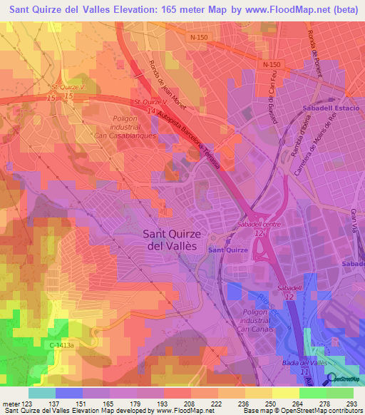 Sant Quirze del Valles,Spain Elevation Map