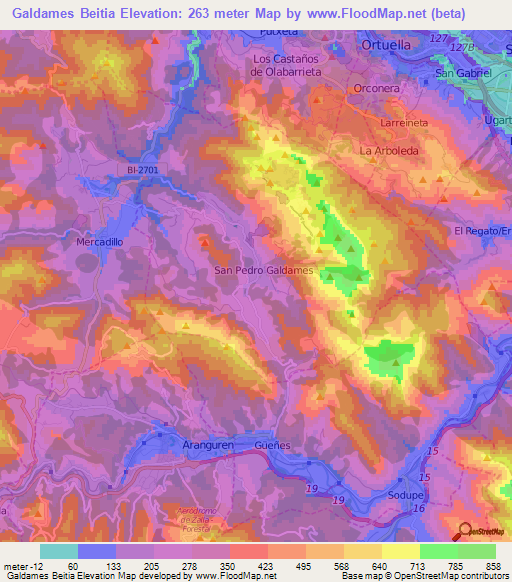 Galdames Beitia,Spain Elevation Map