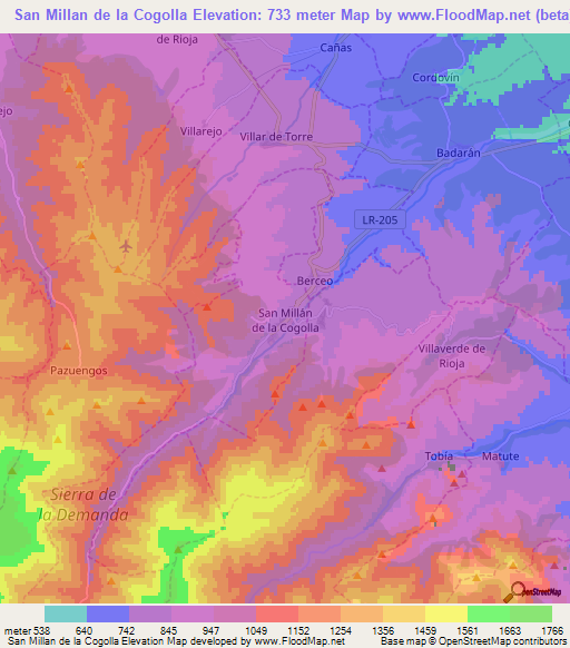 San Millan de la Cogolla,Spain Elevation Map