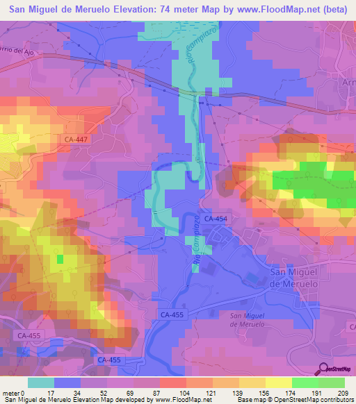 San Miguel de Meruelo,Spain Elevation Map