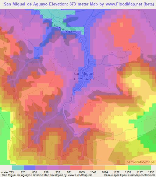 San Miguel de Aguayo,Spain Elevation Map