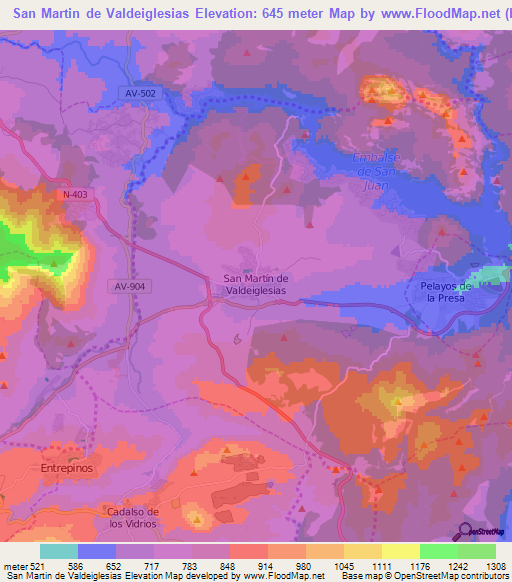 San Martin de Valdeiglesias,Spain Elevation Map