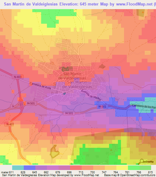 San Martin de Valdeiglesias,Spain Elevation Map
