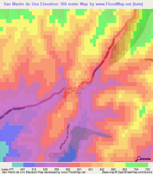 San Martin de Unx,Spain Elevation Map