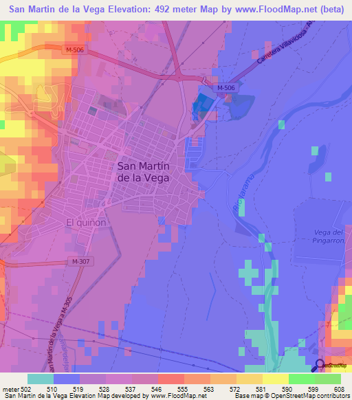 San Martin de la Vega,Spain Elevation Map