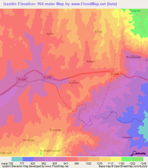 Izzettin,Turkey Elevation Map