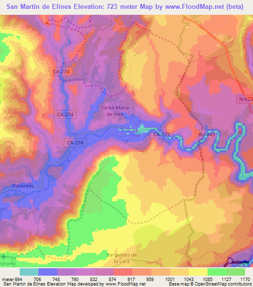 San Martin de Elines,Spain Elevation Map