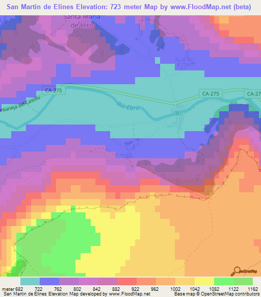 San Martin de Elines,Spain Elevation Map