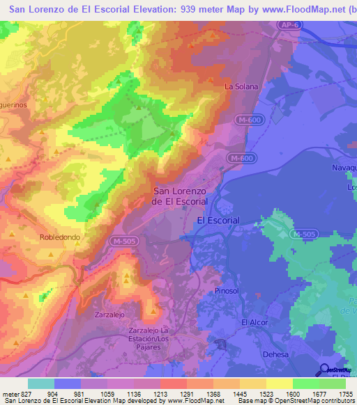 San Lorenzo de El Escorial,Spain Elevation Map