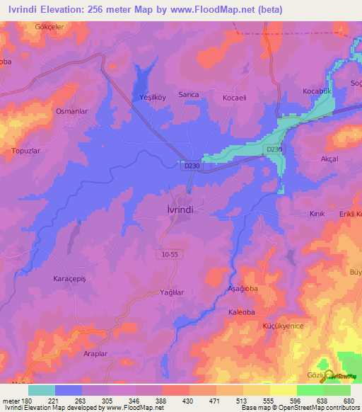 Ivrindi,Turkey Elevation Map