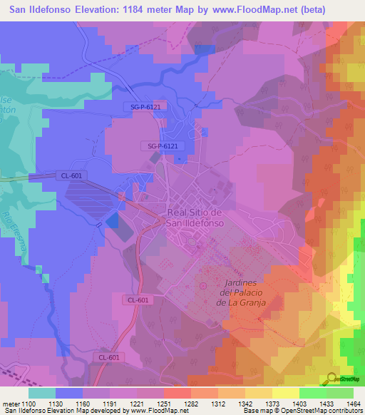 San Ildefonso,Spain Elevation Map