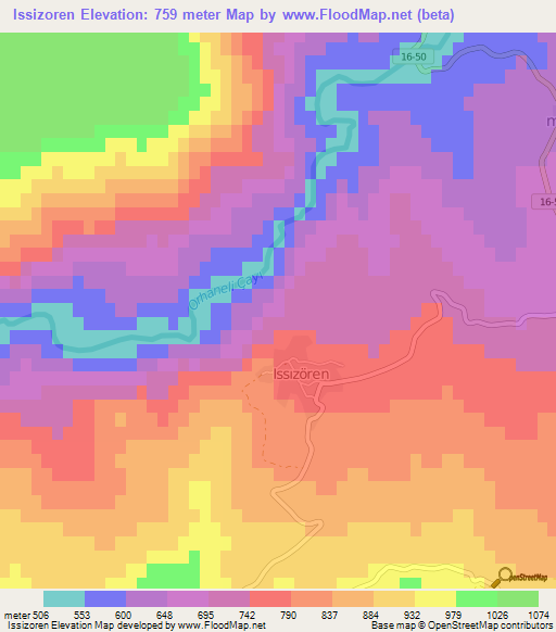 Issizoren,Turkey Elevation Map