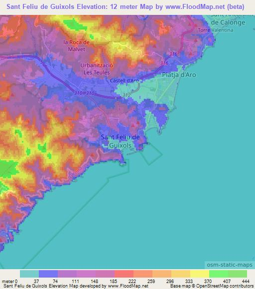 Sant Feliu de Guixols,Spain Elevation Map