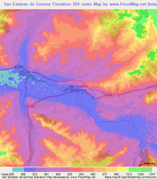 San Esteban de Gormaz,Spain Elevation Map