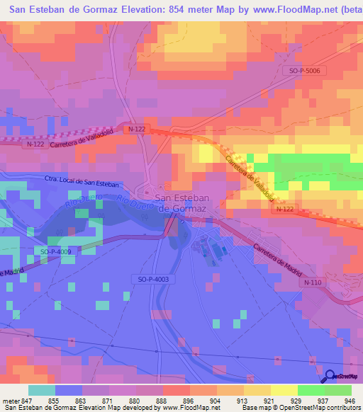 San Esteban de Gormaz,Spain Elevation Map