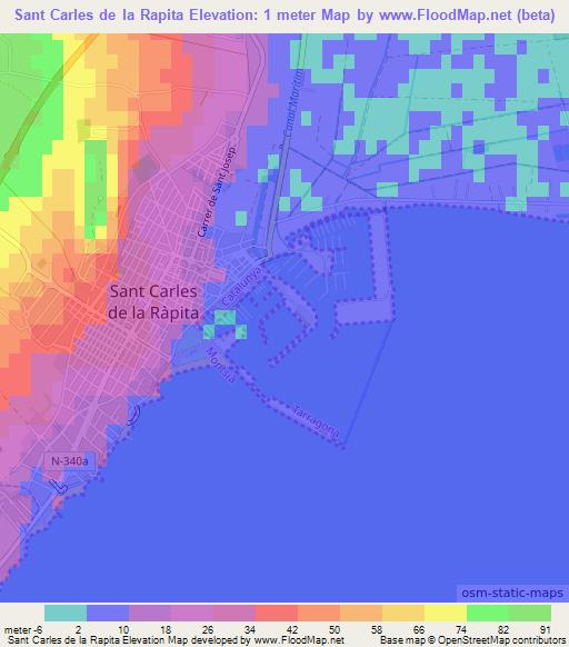 Sant Carles de la Rapita,Spain Elevation Map