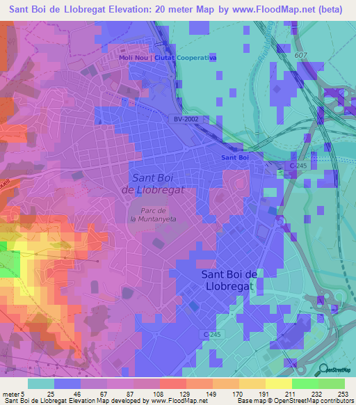 Sant Boi de Llobregat,Spain Elevation Map