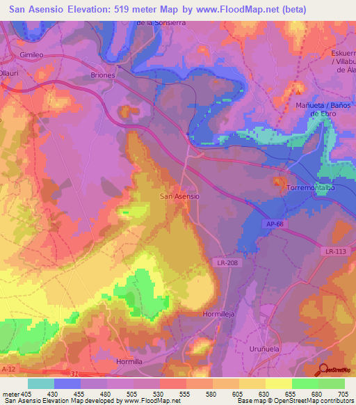 San Asensio,Spain Elevation Map