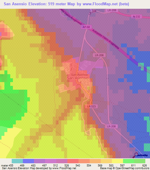 San Asensio,Spain Elevation Map