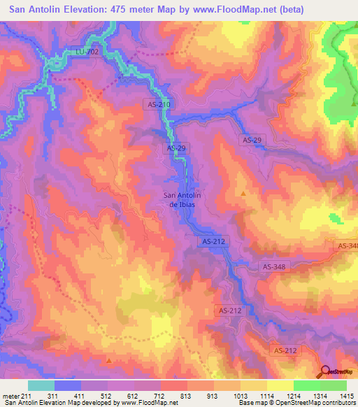 San Antolin,Spain Elevation Map