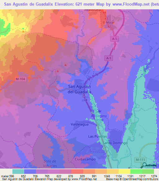 San Agustin de Guadalix,Spain Elevation Map