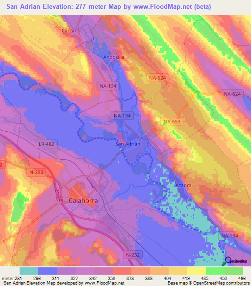 San Adrian,Spain Elevation Map