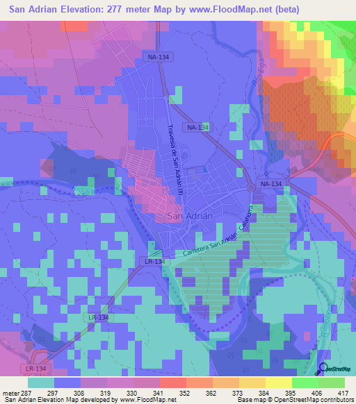 San Adrian,Spain Elevation Map