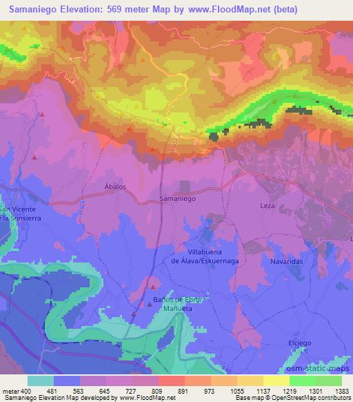 Samaniego,Spain Elevation Map