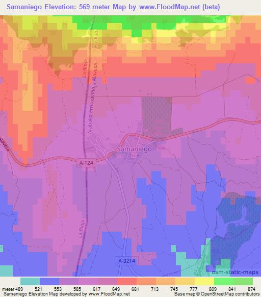 Samaniego,Spain Elevation Map