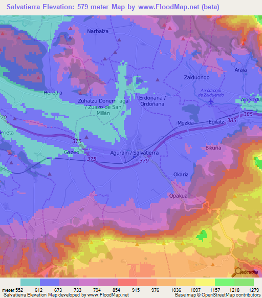 Salvatierra,Spain Elevation Map