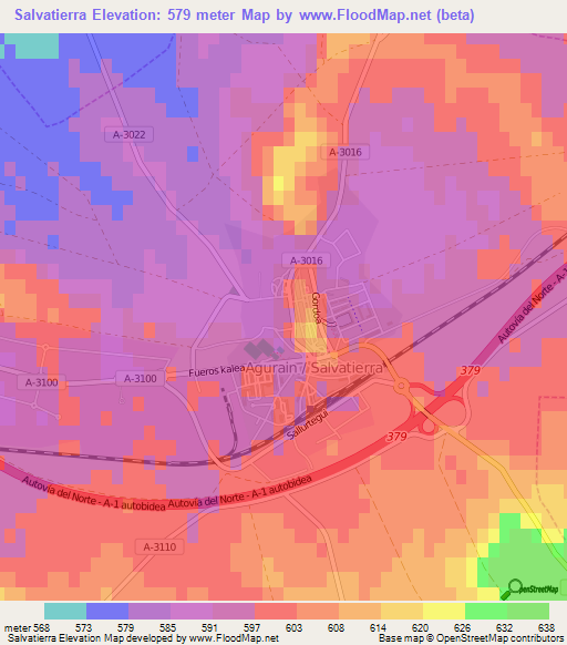 Salvatierra,Spain Elevation Map