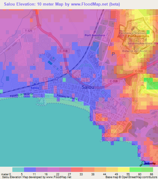 Salou,Spain Elevation Map