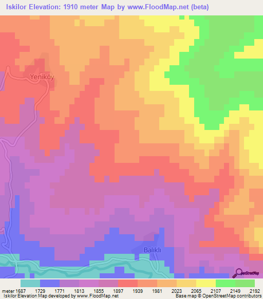 Iskilor,Turkey Elevation Map