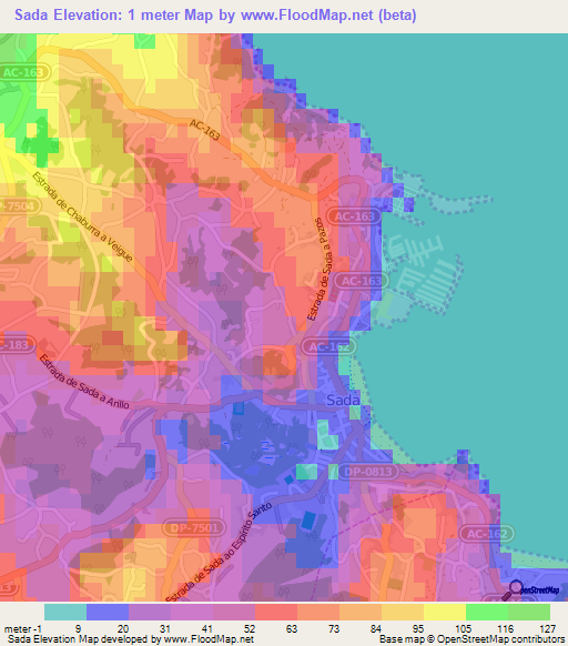 Sada,Spain Elevation Map