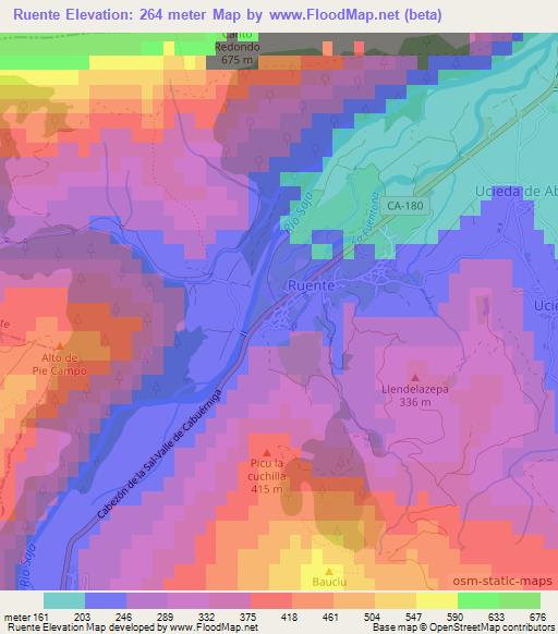 Ruente,Spain Elevation Map