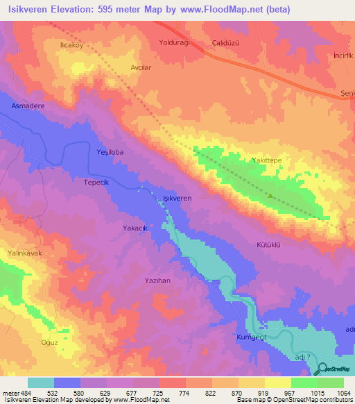 Isikveren,Turkey Elevation Map