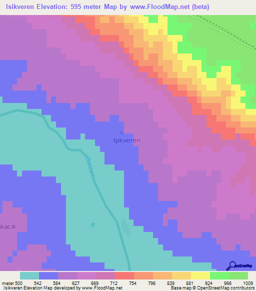 Isikveren,Turkey Elevation Map