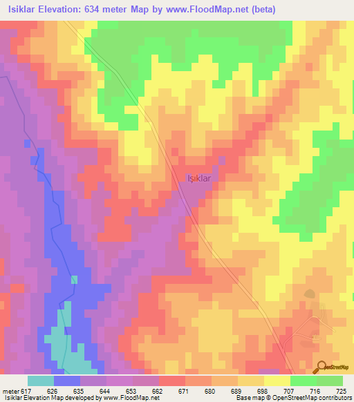 Isiklar,Turkey Elevation Map