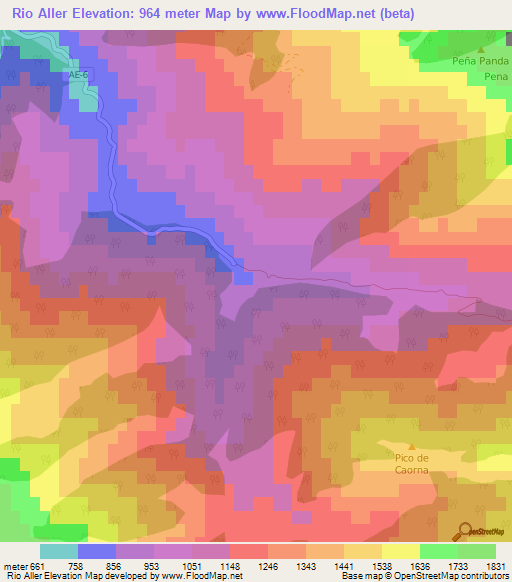 Rio Aller,Spain Elevation Map