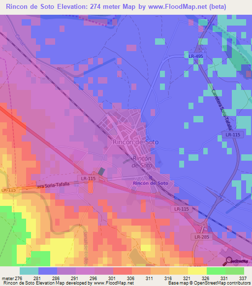 Rincon de Soto,Spain Elevation Map