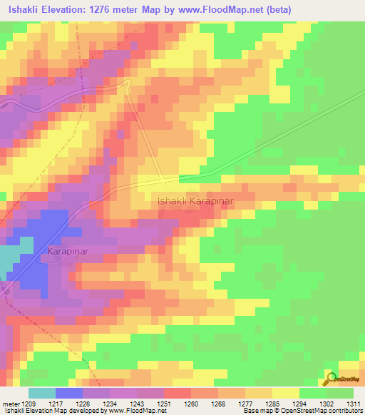 Ishakli,Turkey Elevation Map