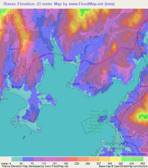 Rianxo,Spain Elevation Map