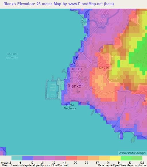 Rianxo,Spain Elevation Map